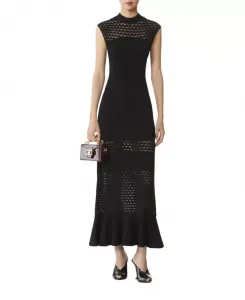 Платье из вискозы с кружевной отделкой Lanvin, черный