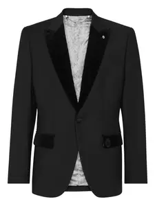 Классический приталенный пиджак с отделкой из бархата Billionaire, черный