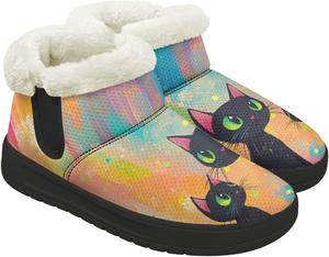 Женские зимние ботинки для Дня Благодарения с меховой подкладкой, легкие, нескользящие, на щиколотку GETELINSENG, Rainbow Cat