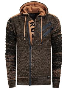 Куртка с капюшоном из плотной вязки на молнии цвета хаки Rusty Neal