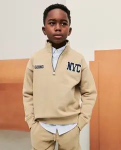 Детское худи с воротником-стойкой Kids El Corte Inglés, песочный