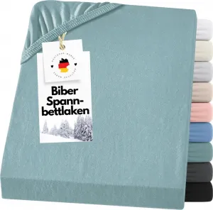 Простыня фланелевая 140х200 из 100% хлопка, однотонная сине-зеленого цвета. Carpe Sonno