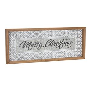 Картина Melrose International Merry Christmas, 2 штуки, белый / серебристый
