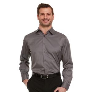 Мужская классическая рубашка узкого кроя из атласа стрейч Geoffrey Beene, цвет Steel Gray