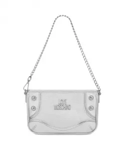 Серебряная сумочка с металлическими деталями Love Moschino, серый