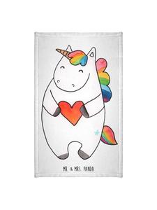 Mr. & Mrs. Panda Белое полотенце с сердечком и единорогом, без надписи