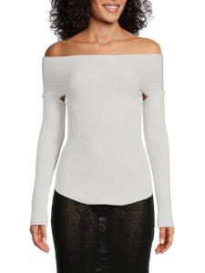 Топ Salma Virgin Wool Blend с открытыми плечами Khaite, цвет Chrome Grey