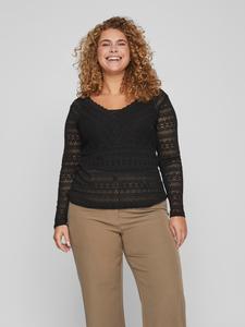 Блуза Vila Transparente Langarm Gestricktes Shirt Übergrößen VICHIKKA, черный