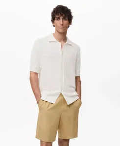 Мужская хлопковая трикотажная рубашка Mango, белый