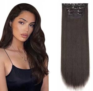 Наращивание волос на заколке, 60 см, коричневый, как натуральный Inna Marka