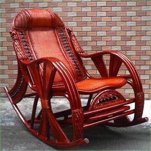 Yu Senyi Кресло-качалка из ротанга, стиль black pearl wine red, черное с винно-красным