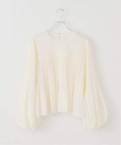 Пышная плиссированная объемная блузка из шифона Noble, цвет White A