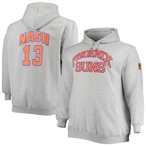 Мужской пуловер с капюшоном Mitchell & Ness Steve Nash Heathered Grey Phoenix Suns Big & Tall Name & Number