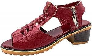 Женские летние сандалии Ladmiple 2023 года, удобные с ремешком на щиколотке, на платформе-виражке, с открытым носком, повседневные на высоком каблуке-танкетке, T5-Red