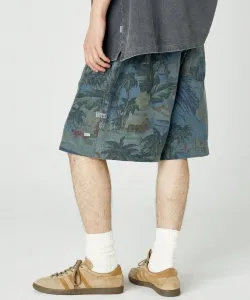 Широкие шорты с принтом «Алоха», выцветшие, свободного кроя.