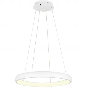 TRIO Leuchten Светодиодная подвесная лампа CARDONA, Светодиодная кольцевая подвеска, 6900 люмен, 59 Вт, цвет Света регулируемый Светодиодная панель 1 шт. 2300/3000/4000K, 3 ступени диммирования, высота 150 см, диаметр 75 см Trio Leuchten, Weiß matt