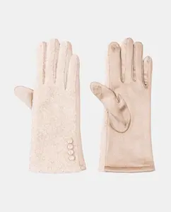 перчатки из махровой ткани с пуговицами Santacana, бежевый