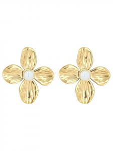 Adeliás Женские серьги - серьги-гвоздики из нержавеющей стали с белой жемчужиной