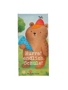 Mr. & Mrs. Panda Пляжное полотенце с изображением медведя и школьного конуса, с надписью, пастельно-голубого цвета