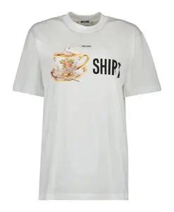Футболка из хлопкового трикотажа с принтом. Moschino, белый