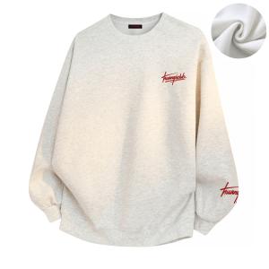 Свитшот Unisex Crew Neck Moderate Regular HUANQIU, белый heather серый (heavyweight thickened and fleece-lined)