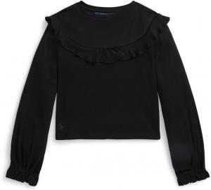 Топ из хлопка и модала с оборками Polo Ralph Lauren Kids, Polo Black