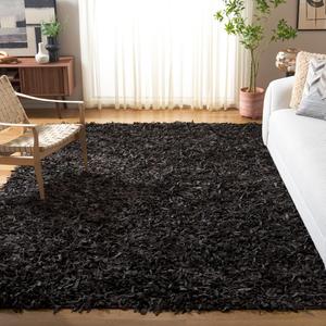 SAFAVIEH ковер 244 x 305 см - коллекция Leather Shag - большой - Brown, ручное плетение из кожи, современный дизайн, идеально для гостиной, спальни, столовой (LSG511K)