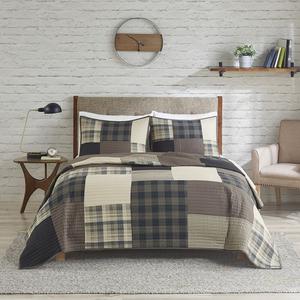 Комплект хлопковых одеял в клетку Winter Hills из 3 предметов Woolrich с накладками, цвет Tan