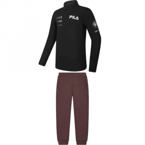 Спортивная одежда Casual мужская стойка воротник утепленная и флисовая подкладка FILA, set (красный top+jet черный bottom)