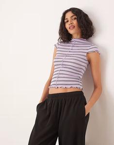 Футболка с короткими рукавами, высоким воротом и полосатыми швами Asos Design