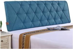 Подушка-подголовник для кровати LIANGJUN, удобная, с мягкой обивкой, льняная, для чтения, с поддержкой поясницы, для двуспальной кровати размера King Size без изголовья, 6 цветов. CHIAPERINI, Blue