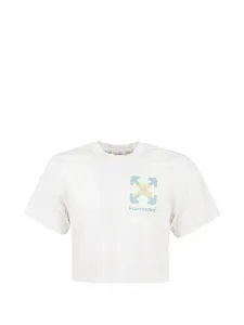 Укороченный топ с графичным принтом Off-White, белый