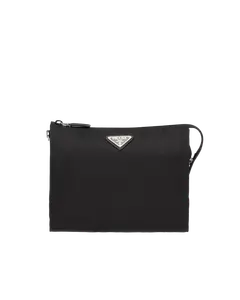 Несессер из переработанного нейлона и кожи сафьяно Prada, черный