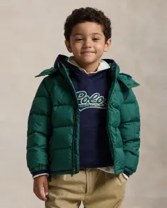 Детский пуховик из рипстопа Polo Ralph Lauren, зеленый