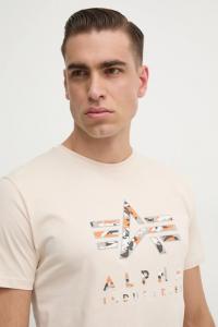 Хлопковая футболка Alpha Industries, бежевый