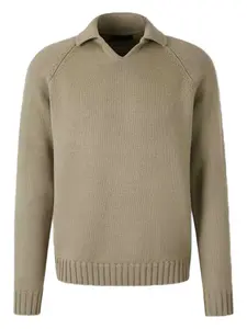 Шерстяной свитер-поло Zanone, коричневый