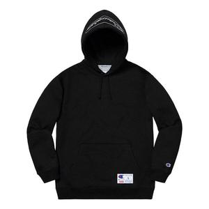 Толстовка x champion ss19 outline hooded sweatshirt black logo Supreme, черный