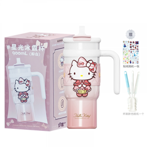 Echos Hello Kitty Ice King термостакан 900 мл Sanrio, hello kitty розовый and белый ice king cup with stickers and cup brush