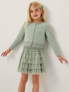 Детский кардиган с декором и комплект с юбкой Monsoon, Sage