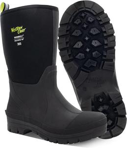 Женские непромокаемые сапоги Western Chief Women's 365 из неопреновой резины - 100 водонепроницаемые резиновые сапоги с противоскользящей подошвой - утепленные сапоги для холодной погоды для защиты в любых условиях, черный