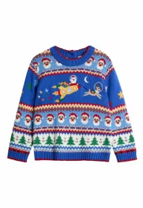 Рождественский джемпер в стиле fair isle стандартного кроя Jojo Maman Bébé, Blue Santa Rocket