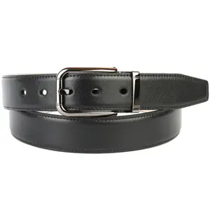 Кожаный ремень Anthoni Crown с блестящей пряжкой и декоративной строчкой в ​​тон, черный