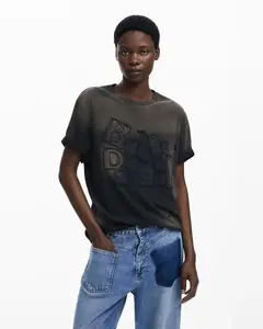 Женская футболка с коротким рукавом и большим принтом Desigual, черный