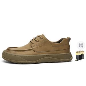 SEPTWOLVES Мужские повседневные туфли мужские низкие желто-коричневые/хаки с носками в подарок, цвет [Qixi Festival Gift]Yellow Brown Comes with Socks*1 (Standard Leather Shoe Size)