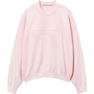 Логотип в деталях вязаный свитер-пуловер Alexander Wang, розовый