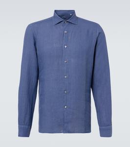 Никель льняная рубашка Fedeli, темно-синий