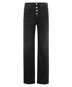 Черные свободные джинсы с декоративной пуговицей Dondup, черный