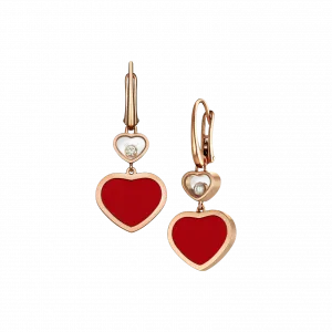 Серьги Chopard Happy Hearts - Серьги, розовое золото, бриллианты, красный камень