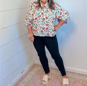 Топ Rosie с цветочным принтом в стиле гравюры на дереве Crosby by Mollie Burch, цвет woodcut floral print