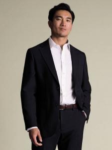 Пиджак из полушерстяной ткани в полоску Charles Tyrwhitt, Navy Stripe